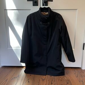 Dana Buchman Black Coat with Leopard Print Lining